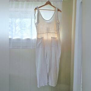 NWT linen blend overalls tie strap by Zesica